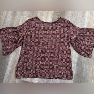 Loft Outlet Medallion Bell Sleeve Top (Size: XL)